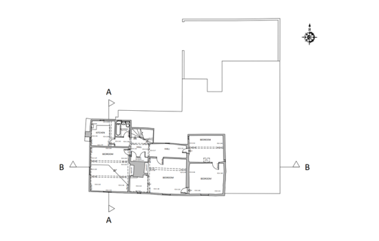 Our mobile laser scanner was extremely useful in measuring the small details, including the lean of each of the walls across each floor. <i>(This is the first floor plan.)</i>