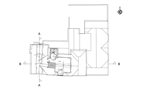 We used our handheld 3D laser scanner with a 4m carbon fibre rod, allowing us to reach above the eave line and scan the roof in greater detail. <i>(This is the second floor plan.)</i>