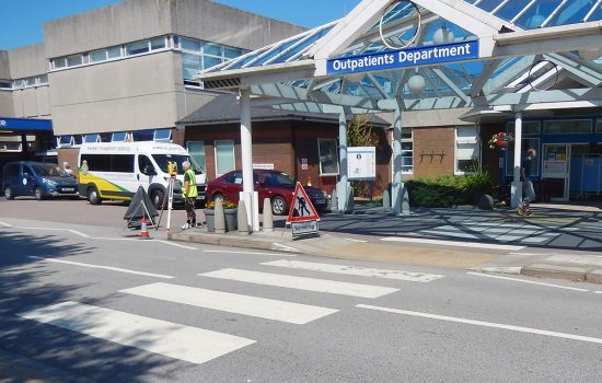 The project involved a full survey of the entrance area of the Eastbourne District General Hospital.