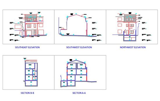 Various elevation and section drawings were produced to illustrate the 'new' basement.