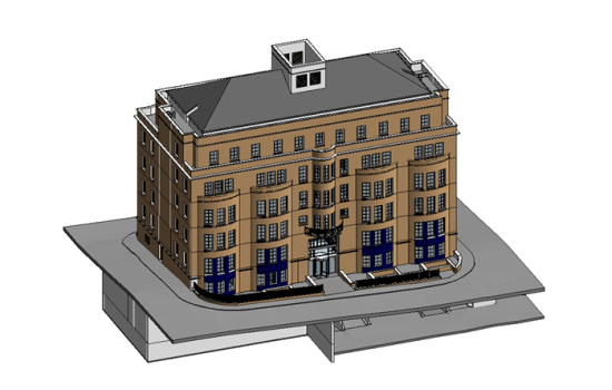 Several months after completing the initial survey work, the client requested a 3D Building Information Model of Napier House.